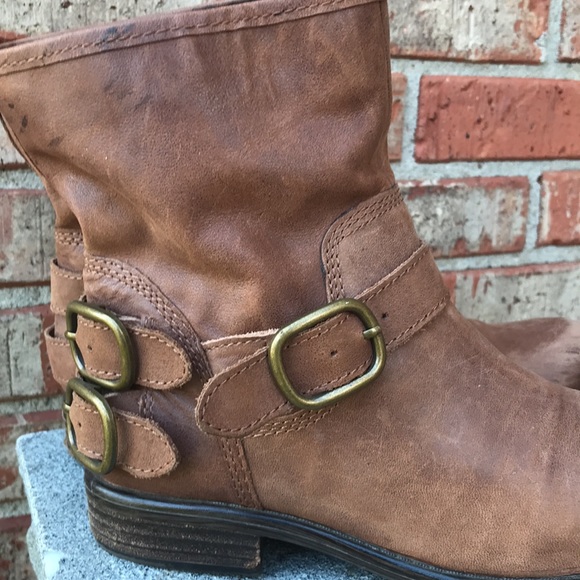 🚨B2G1 LUCKY BRAND Brown Tan Leather Ankle Boots - Picture 7 of 11